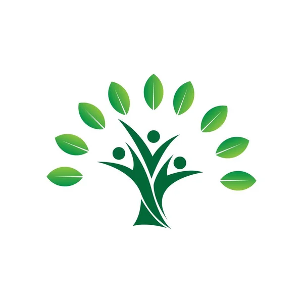 Soyut insanlar ağaç doğa logo şablonu