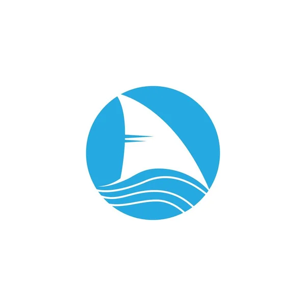 Logo Bleu Cercle Océan Avec Illustration Aileron Requin — Image vectorielle