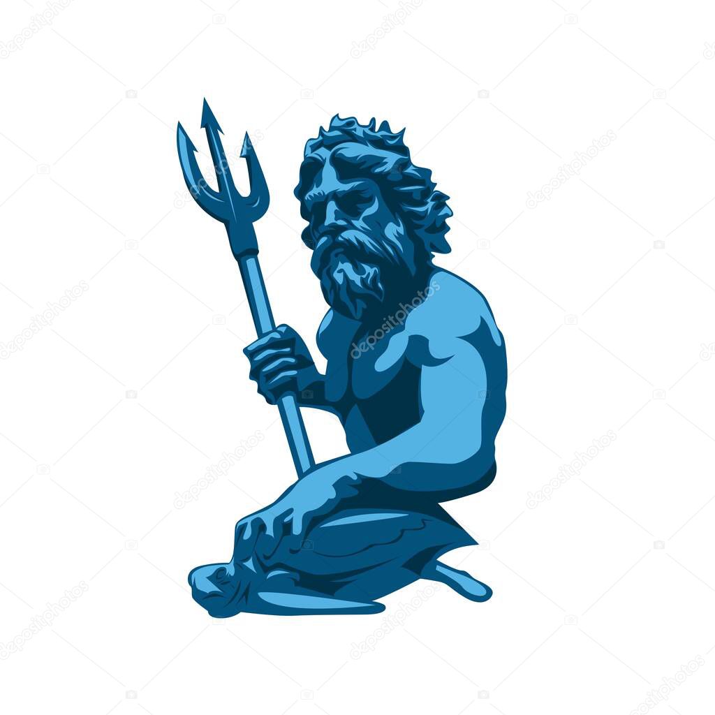 Virginia beach neptune statue vector illustration