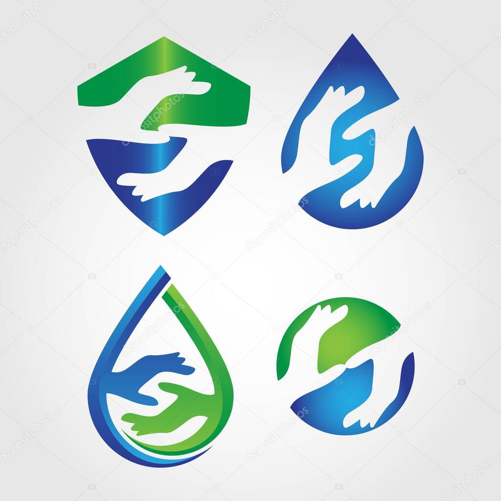 Hand sanitize logo template bundle set for healthcare company