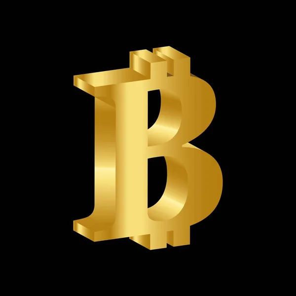 Oro Lujo Bitcoin Moneda Símbolo Vector — Vector de stock