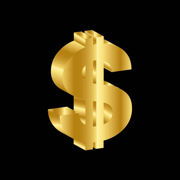 Gold Luxus Dollar Währungssymbol Vektor — Stockvektor