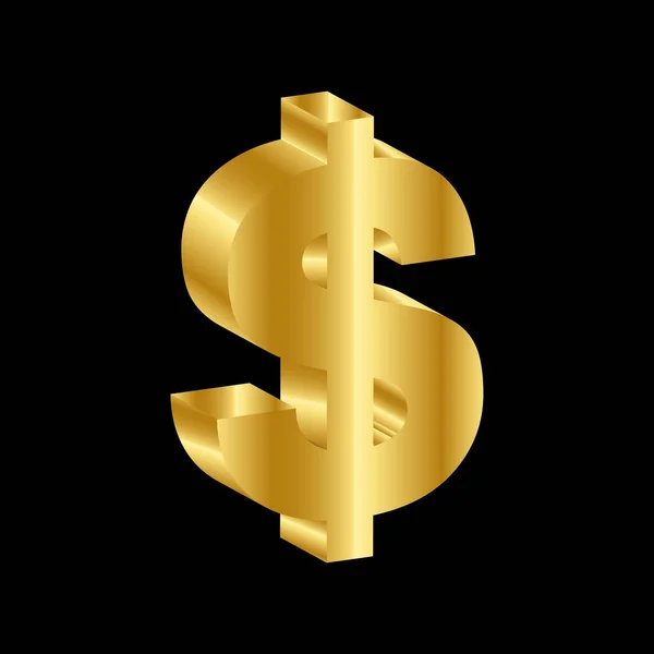 Ouro Luxo Dólares Moeda Símbolo Vetor — Vetor de Stock