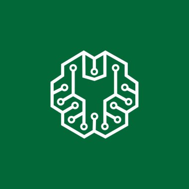 Yapay zeka için gelecekteki beyin logosu şablonu