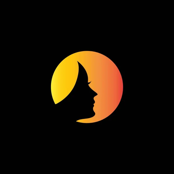 Basit yuvarlak güneş kadınları logo konseptiyle karşı karşıya