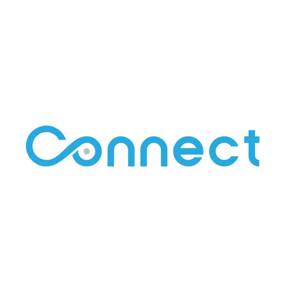 Blå Connect Ord Logotyp Koncept — Stock vektor