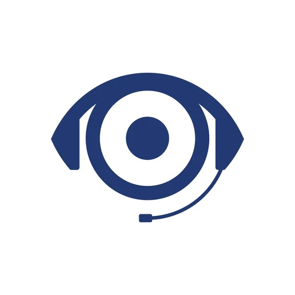 Eye Podcast Logo Template Headphone Microphone — Stock Vector