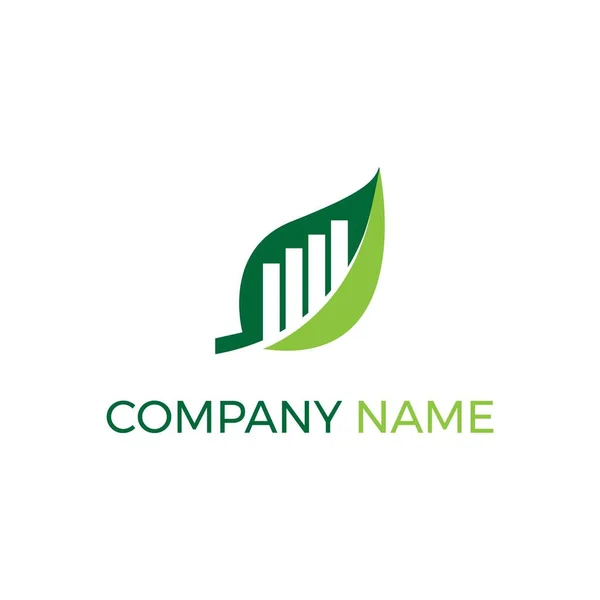 Plantilla Logotipo Hoja Finanzas Verde Con Barra Beneficios — Vector de stock
