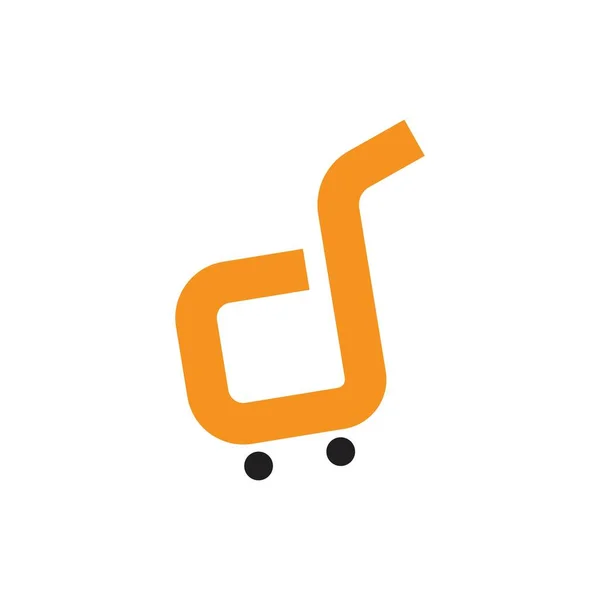 D harfi alışveriş arabası basit logo simgesi