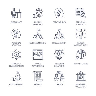 İş Yönetimi Süreç Satırı simgeleri - Kavramsal Vektör