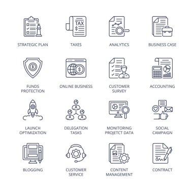 İş Yönetimi Süreç Satırı simgeleri - Kavramsal Vektör