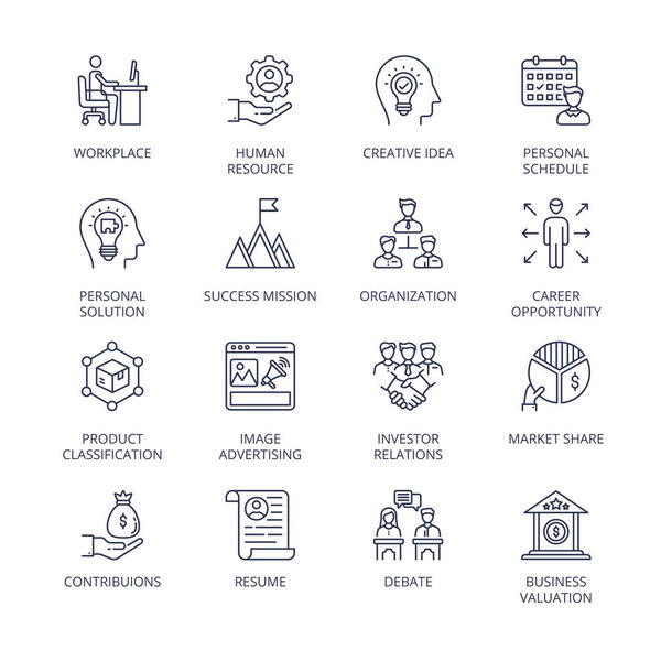 Business Management Process Line icons - Conceptual Vector