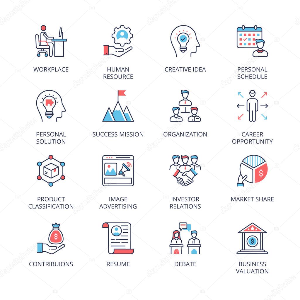 Business Management Process Filled Line icons - Conceptual Vector