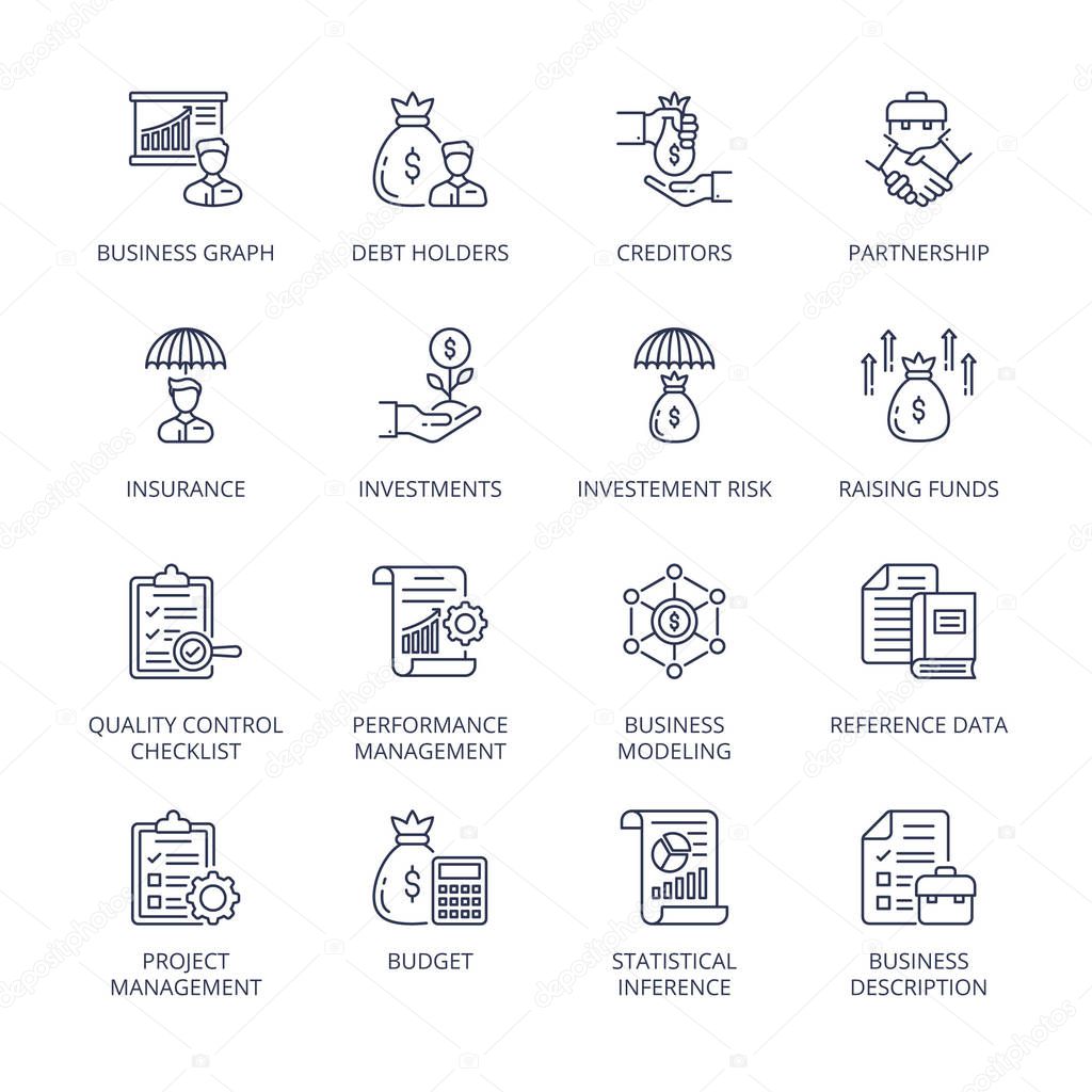 Business Management Process Line icons - Conceptual Vector