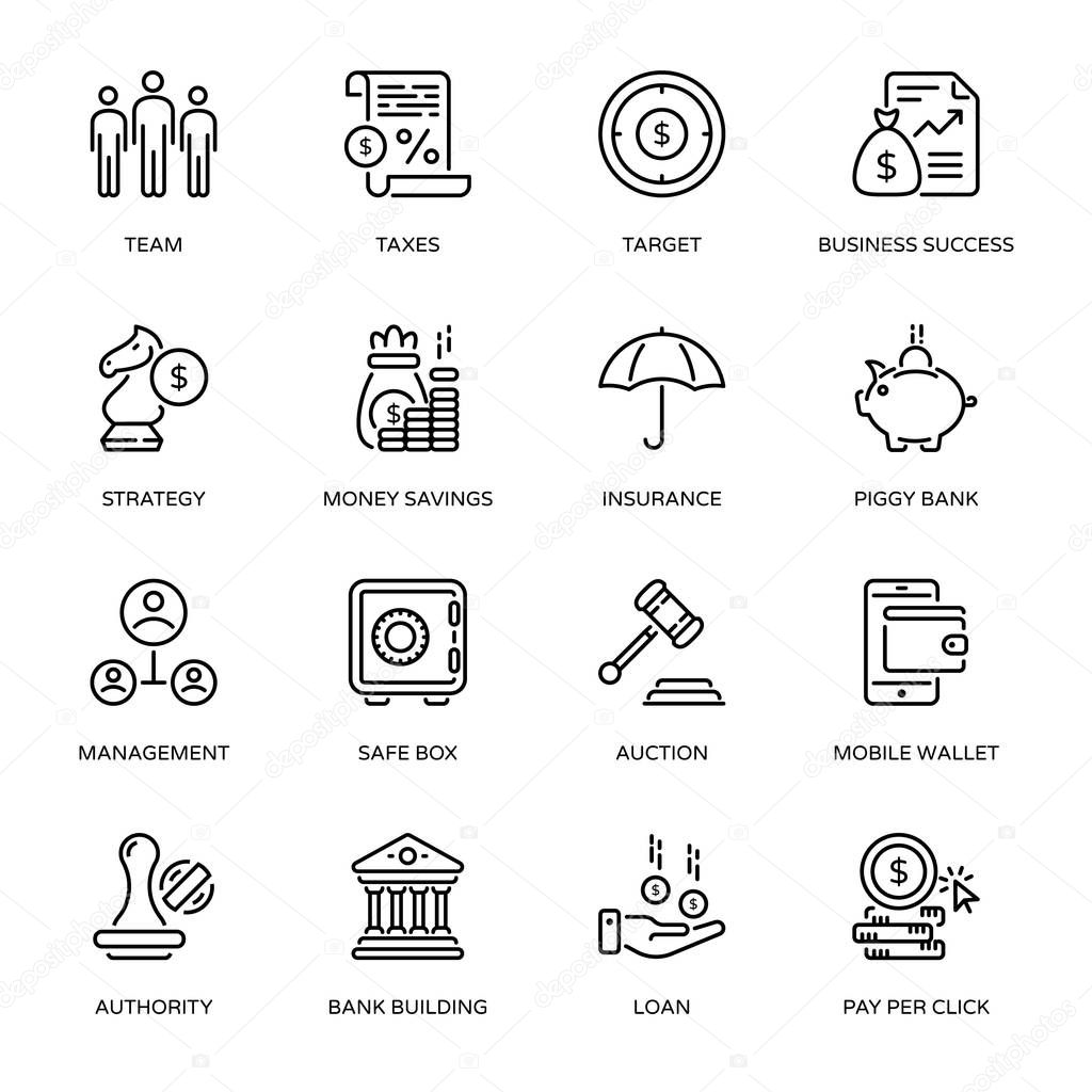 Business and Finance thin line icons editable stroke - vector