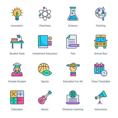  Education filled line icons - editable stroke - Vector