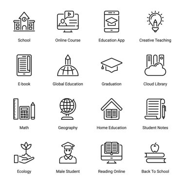 Education outline icons - editable stroke 