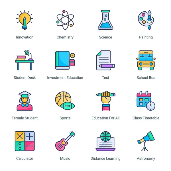  Education filled line icons - editable stroke - Vector