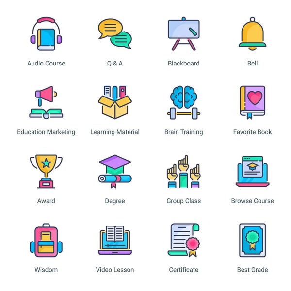  Education filled line icons - editable stroke - Vector