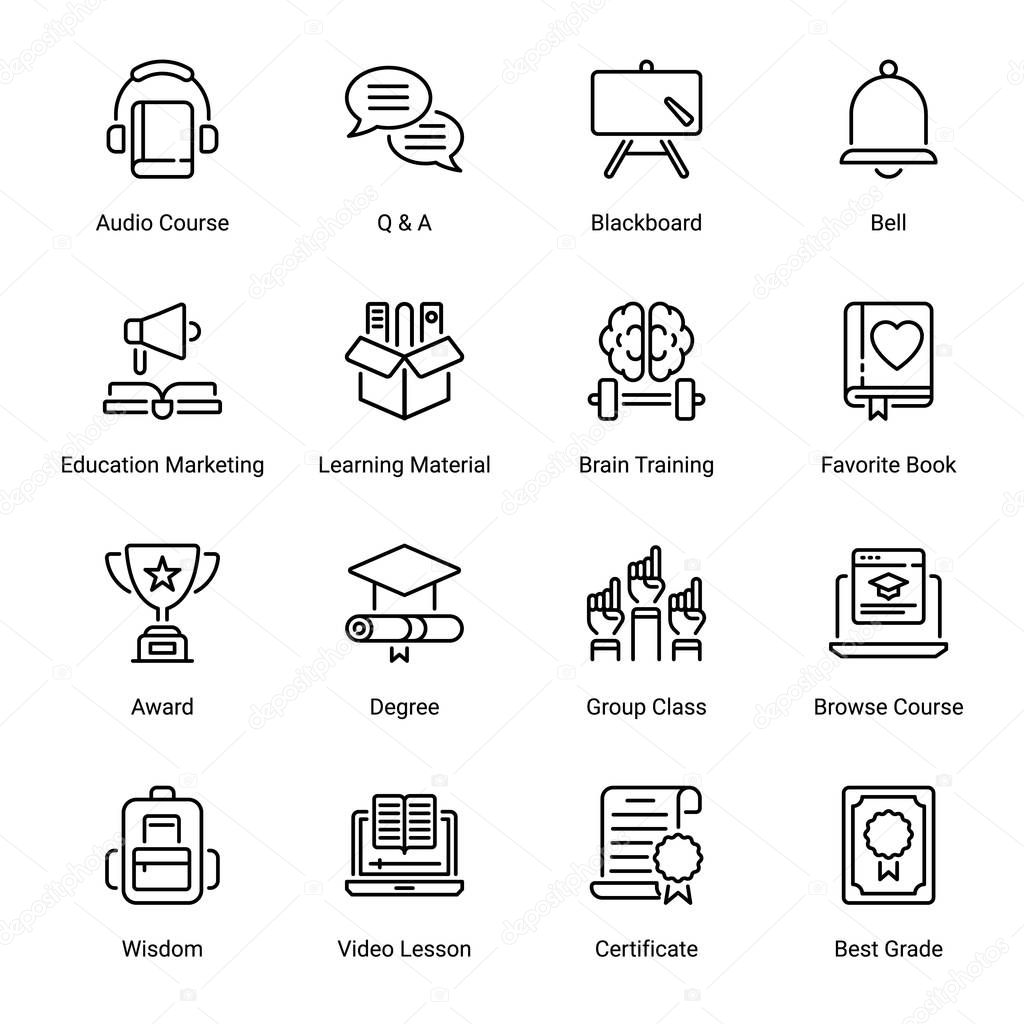 Education outline icons - editable stroke 