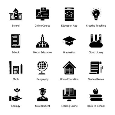 Education Glyph icons - Solid - Vector