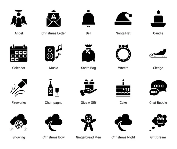 Christmas Glyph Icons Solid Vector — 스톡 벡터