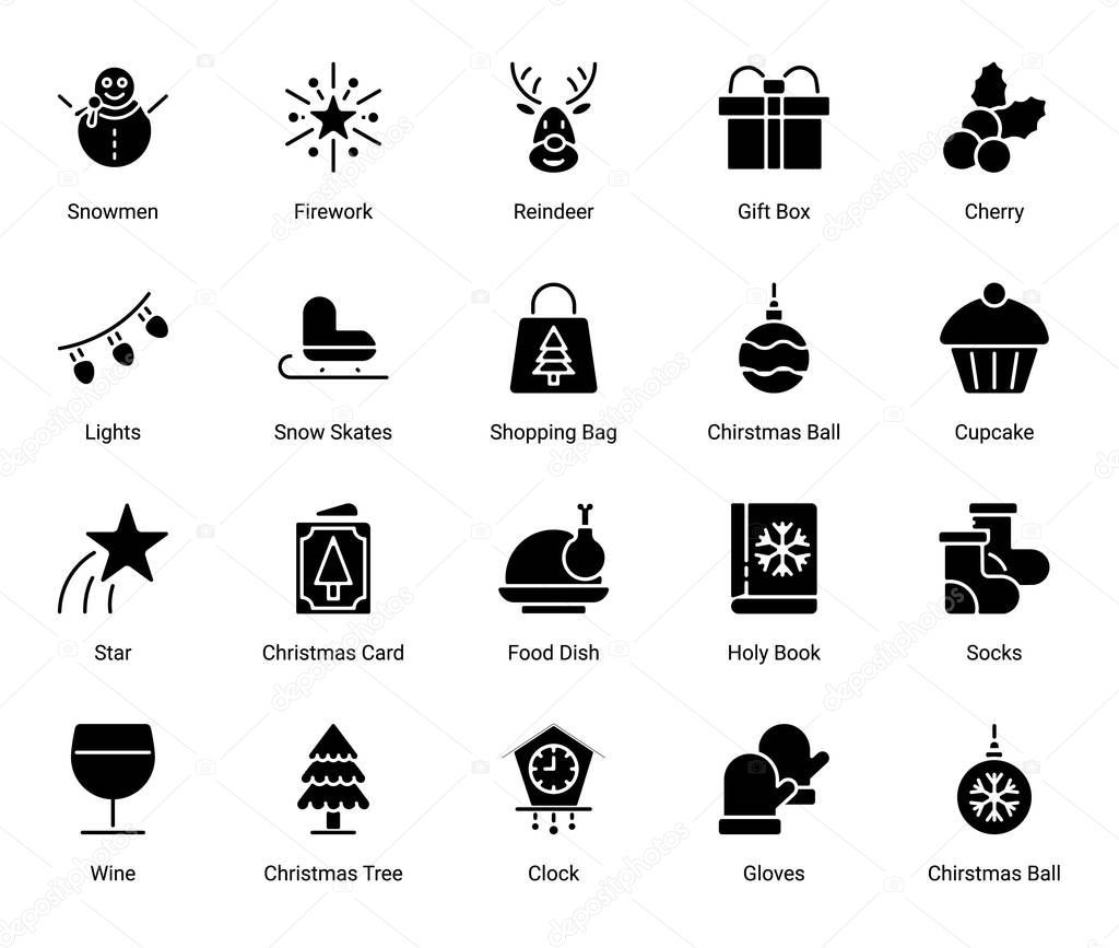 Christmas Glyph  icons - Solid - Vector