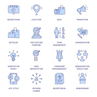 İş Kavramları El Çizimi Renkli simgeler - vektör