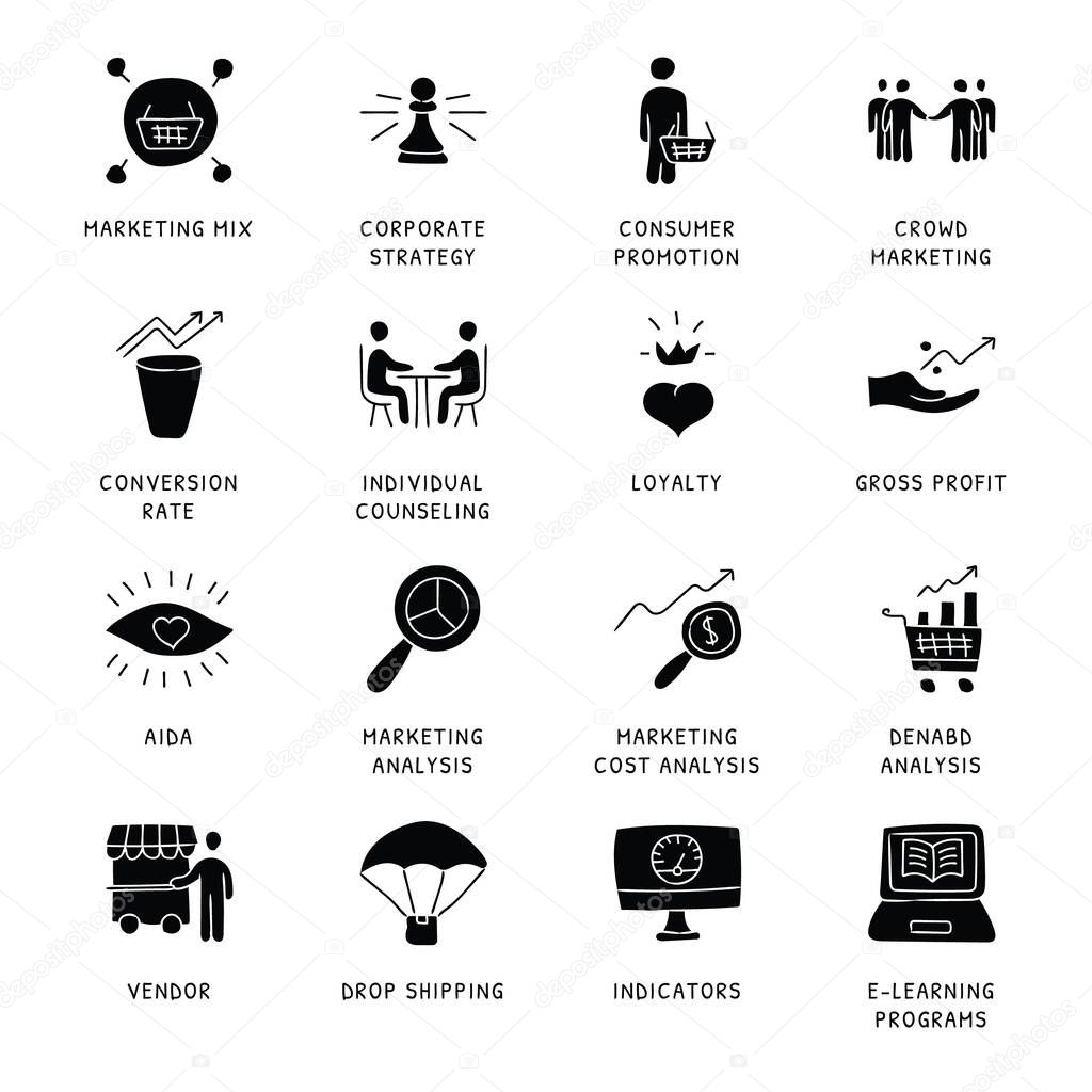 Business Concepts Hand Drawn icons - vector 