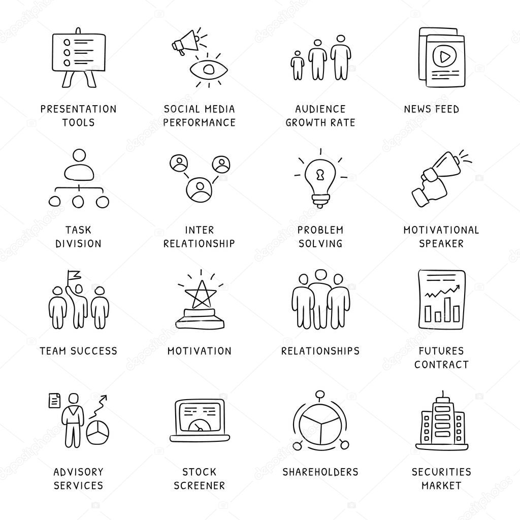 Business Concepts Hand Drawn icons - vector 
