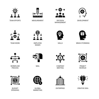  İş Yönetimi simgeleri, katı, vektör simgeleri