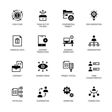  İş Yönetimi simgeleri, katı, vektör simgeleri