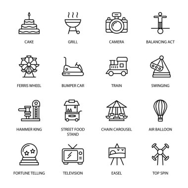 Tags Entertainment Endüstri ve Lunapark Taslak Simgeleri - Felç - Vektör