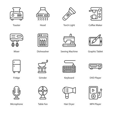 Elektronik ve Aygıtlar Simgeleri özetliyor - vuruş, vektör