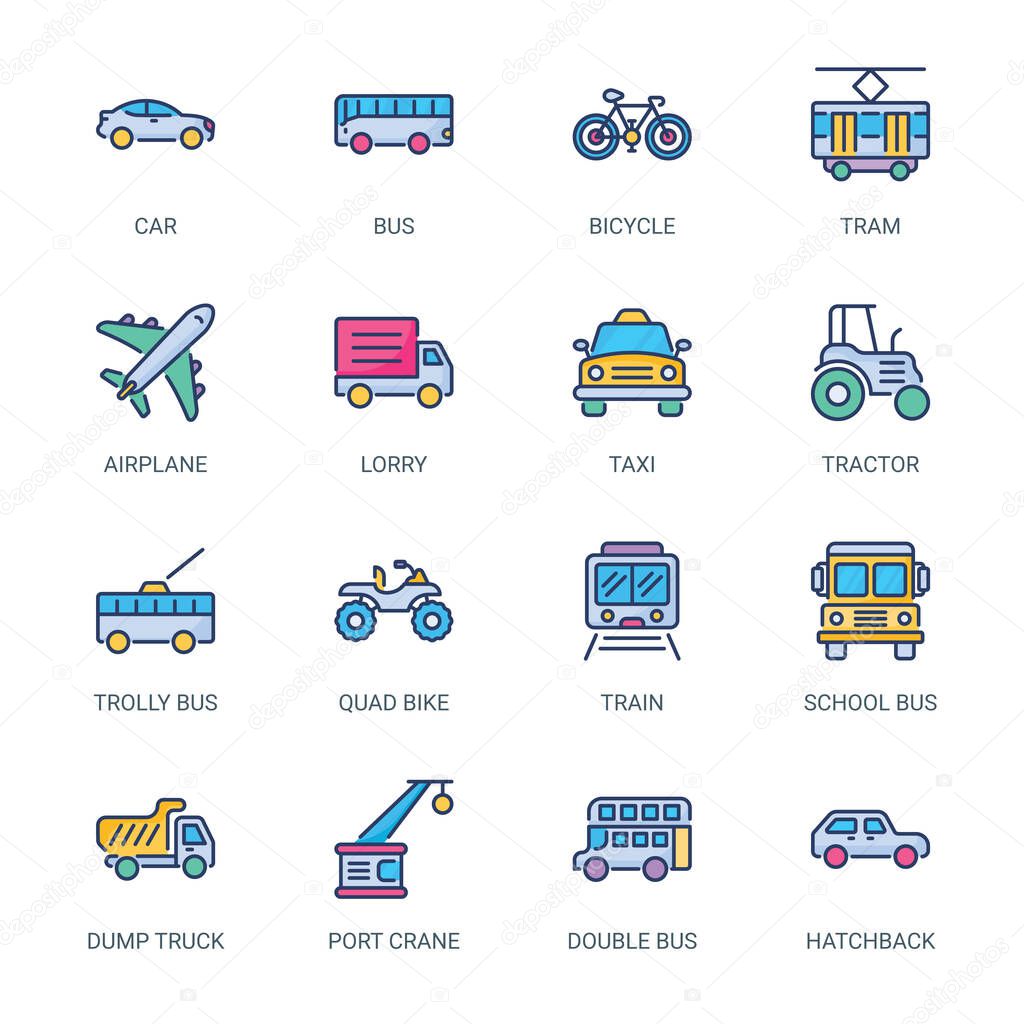Transportation filled line Icons - stroke, vector