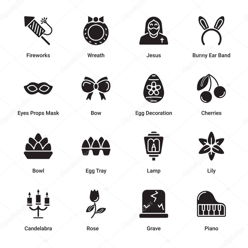 Easter glyph Icons - Vectors