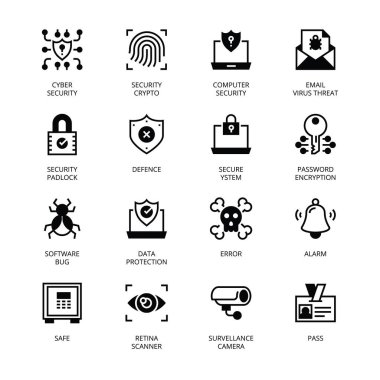 Siber Güvenlik Simgeleri - VektörlerStencils