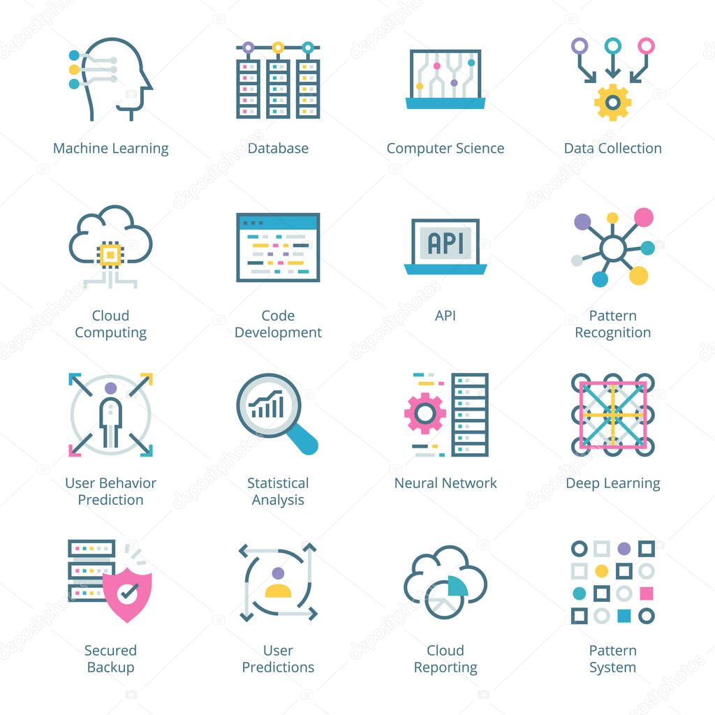 Data Science filled line Icons 