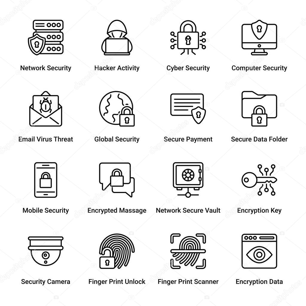 Security outline Icons - stroke, vector