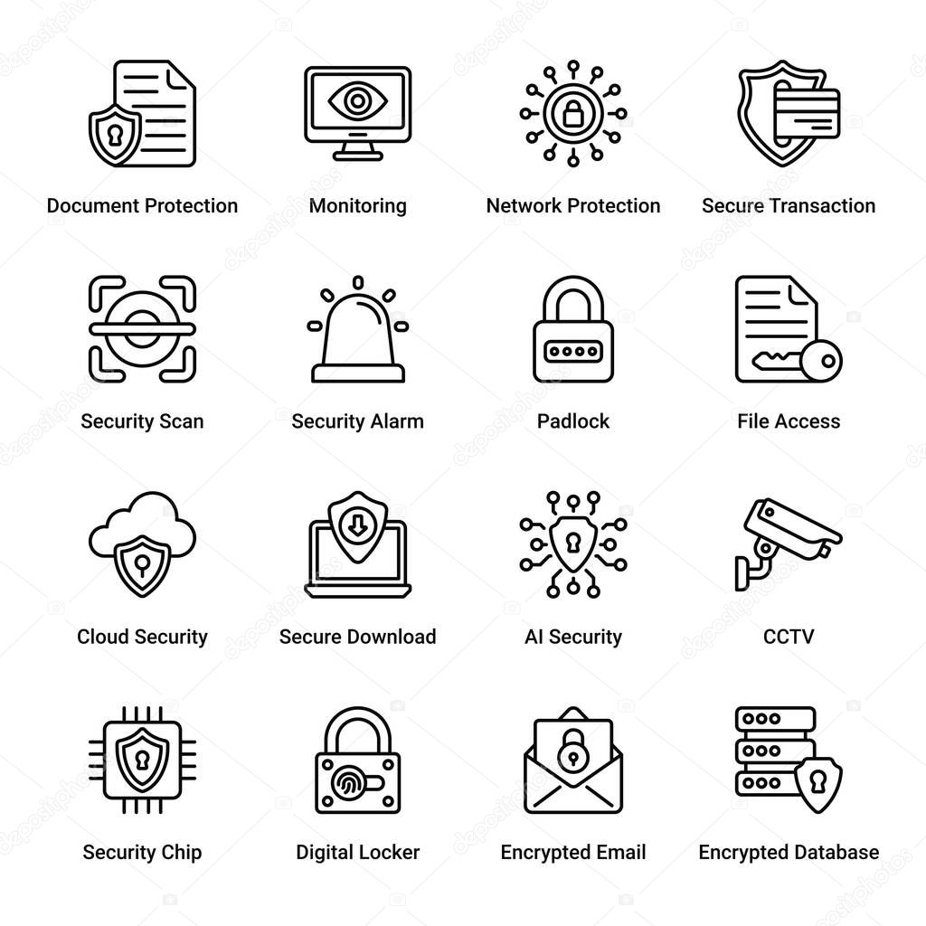 Security outline Icons - stroke, vector