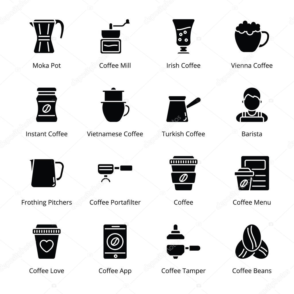 Coffee Shop glyph Icons - Vectors