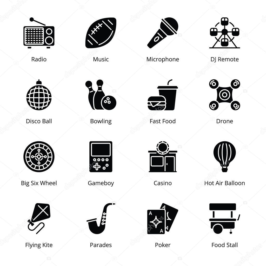 Entertainment glyph Icons - Vectors