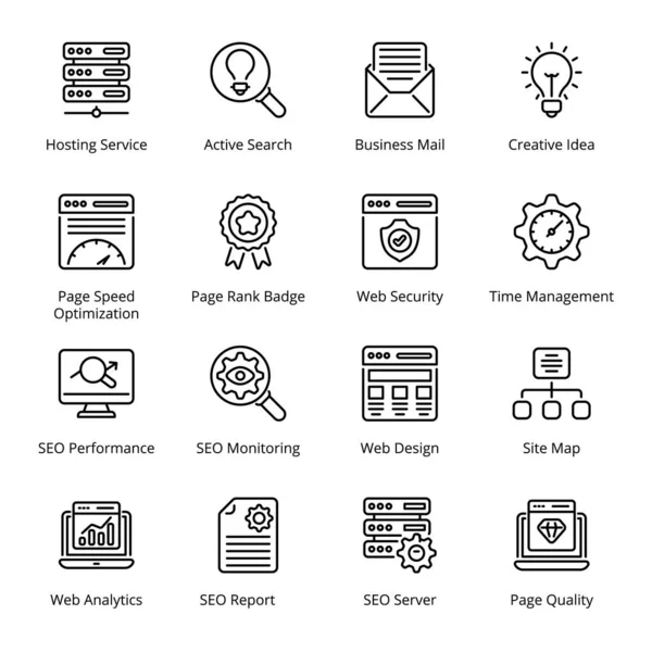 Web ve SEO ana hatları Simgeler - vuruş, vektör