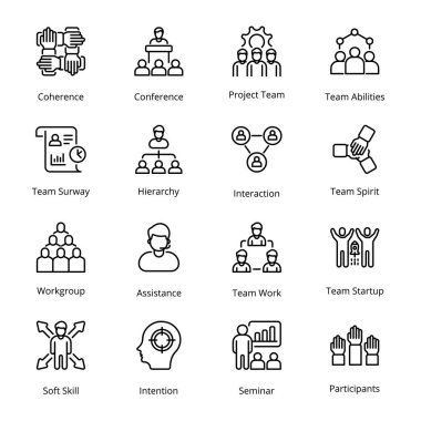 Takım çalışması ana hatları Simgeler - vuruş, vektör