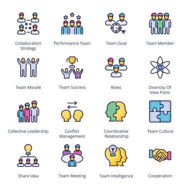 Takım çalışması satır simgeleri - vuruş, vektör