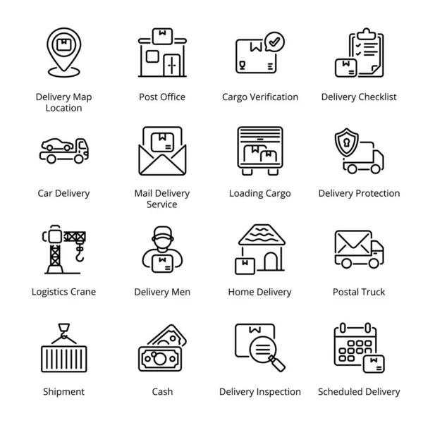 Teslimat Nakliye Lojistik Taslak Simgeleri Felç Vektör — Stok Vektör