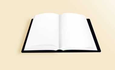 Krema masasının üzerinde açık beyaz ve siyah kapaklı bir kitap - Vektör İllüstrasyonu