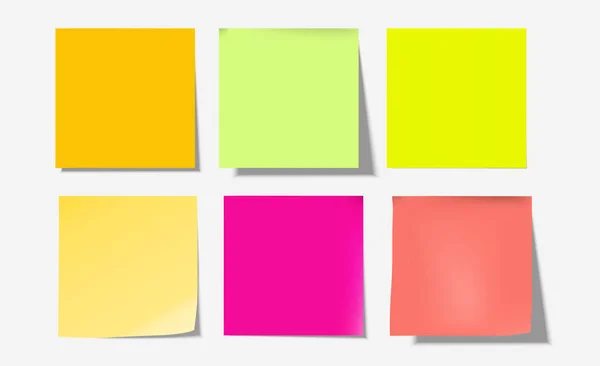 Laranja Verde Amarelo Rosa Post Note Set Vector Ilustração —  Vetores de Stock