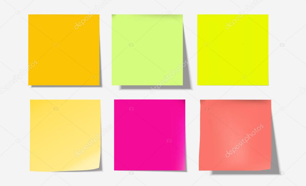 orange green yellow pink Post note set-Vector Illustration