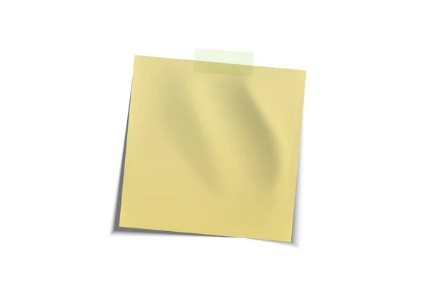 Papel Nota Wave Yellow Post Con Cinta Adhesiva Vector Illustration — Vector de stock